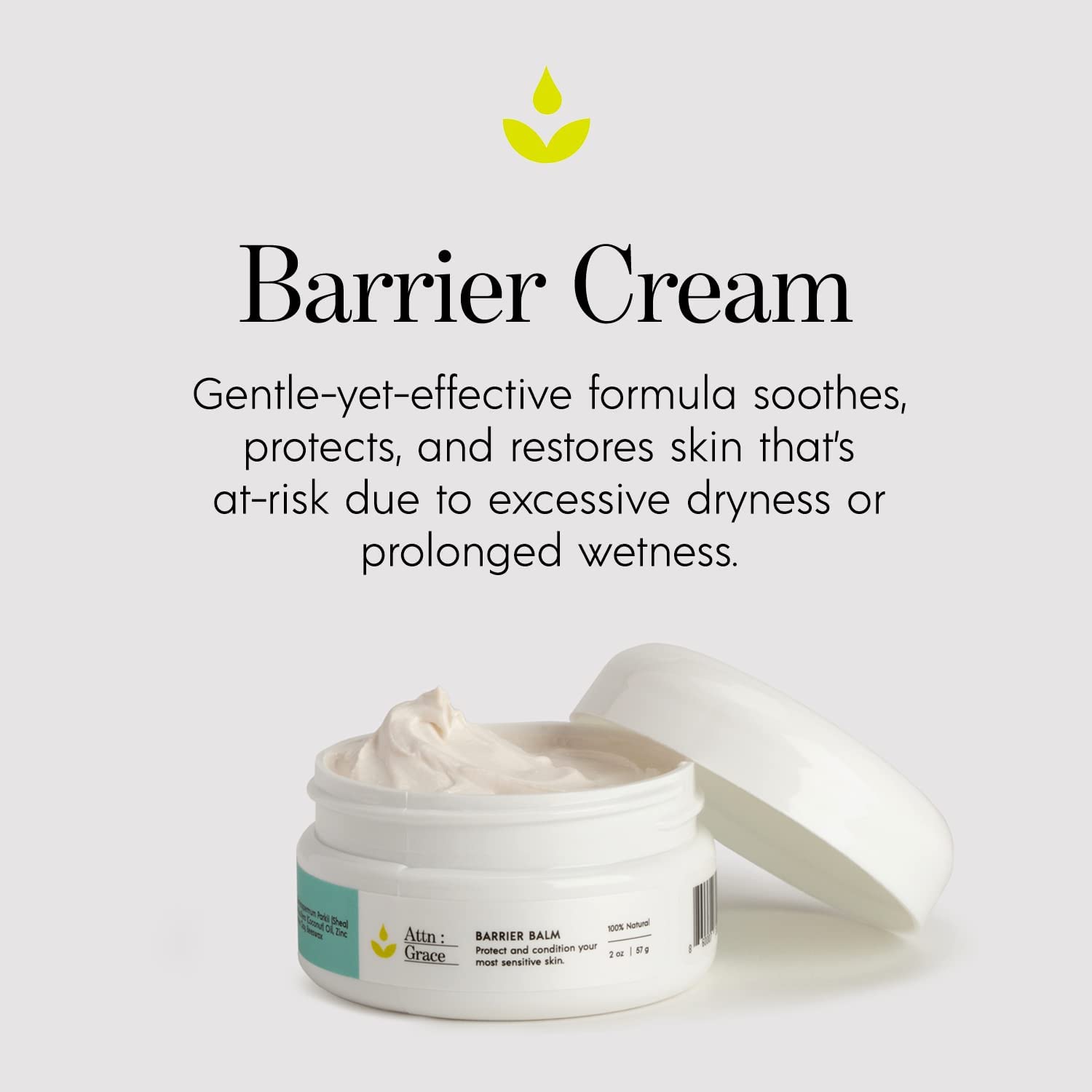 Attn: Grace Barrier Cream 2 oz - All Natural Formula Soothes, Protects, and Restores Dry Skin