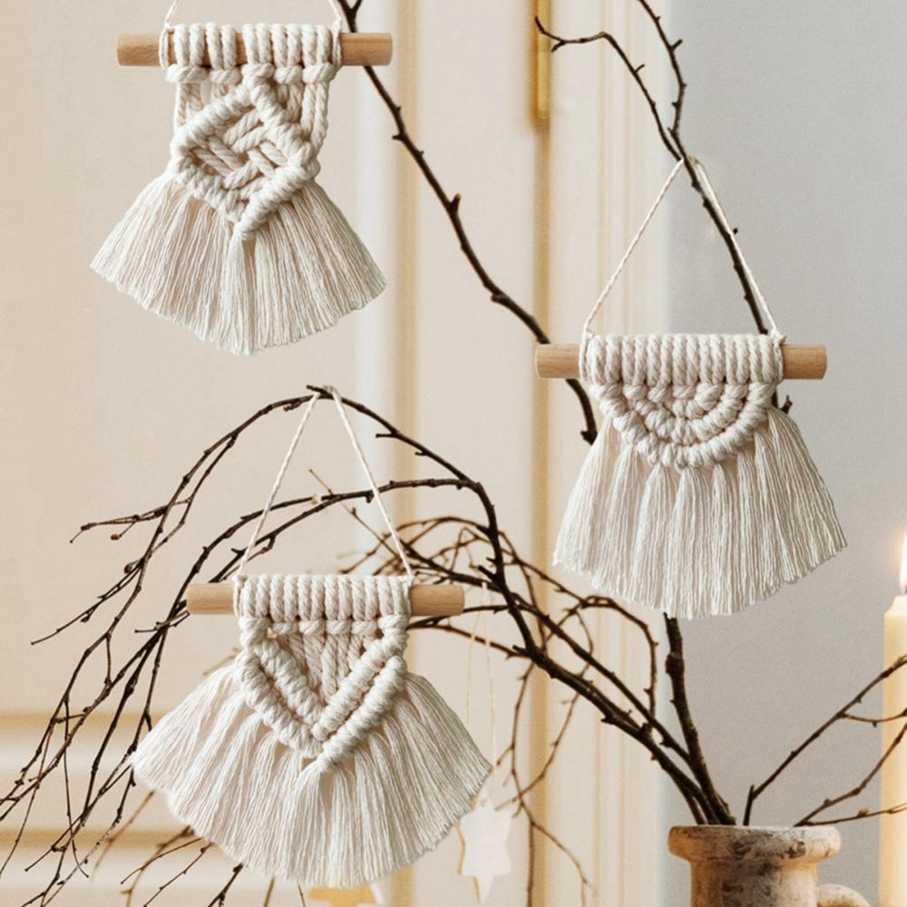 Tapisserie Murale Macramé 120x75 Cm – Style Boho, Motifs Feuilles, Perles Bois, Décoration Chambre/salon