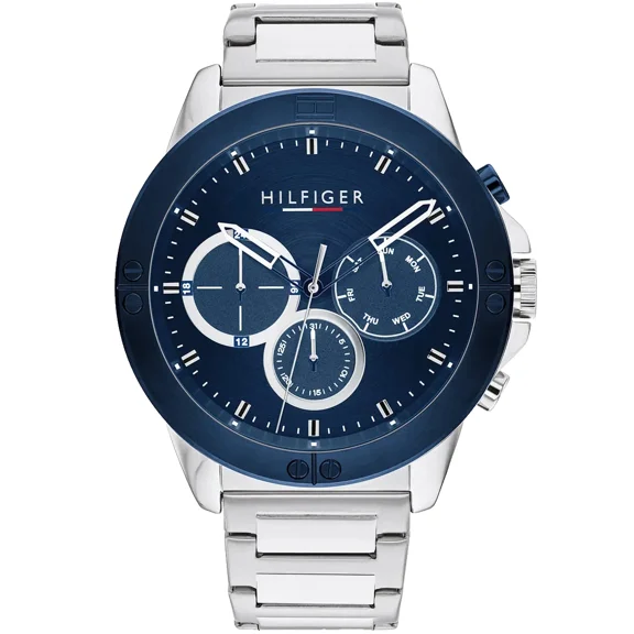 Tommy Hilfiger Chronograph 1791932 Blue Dial Silver Bracelet 46MM Mens Watch