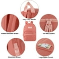 thumbnail image 4 of Classic Solid Color 17 Inch Backpack with Front Zipper Accessory Pocket, Dual Zipper Closure & Padded Shoulder Straps for Work, Office, Gym, Sports, Travel, Commute & Recreation in Coral, 4 of 7