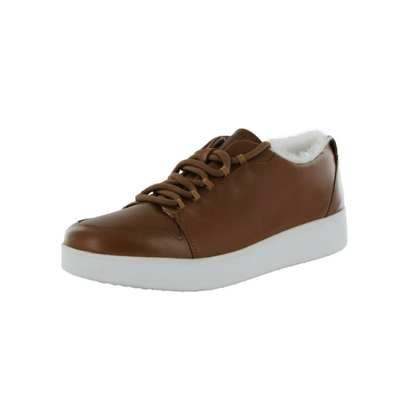 Fitflop Womens Camryn Furry Leather Sneaker Shoes, Light Tan, US 8