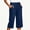 Dark Blue women's high waisted capri jeans a1, variant on Cagogo Women's High Waisted Capri Jeans Shorts Casual Loose Fit with Pockets Button Denim Capri Pants Summer Vacation Beach Travel Trousers, Black L