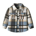 thumbnail image 2 of JUMESG Toddler Baby Boy Girl Flannel Plaid Shirt Jacket Kids Baby Autumn Winter Plaid Cotton Long Sleeve Cardigan Jacket Clothes (Blue,6-7 Years), 2 of 8