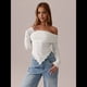 thumbnail image 4 of Camiseta Asimétrica Ajustada de Larga con Hombros Descubiertos Y2K para Mujer L, 4 of 10