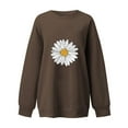 thumbnail image 4 of WREESH Women's Oversized Sweatshirt Fashion Daisy Flower Graphic Loose Long Sleeve Casual Pullover Tops Khaki, 4 of 5