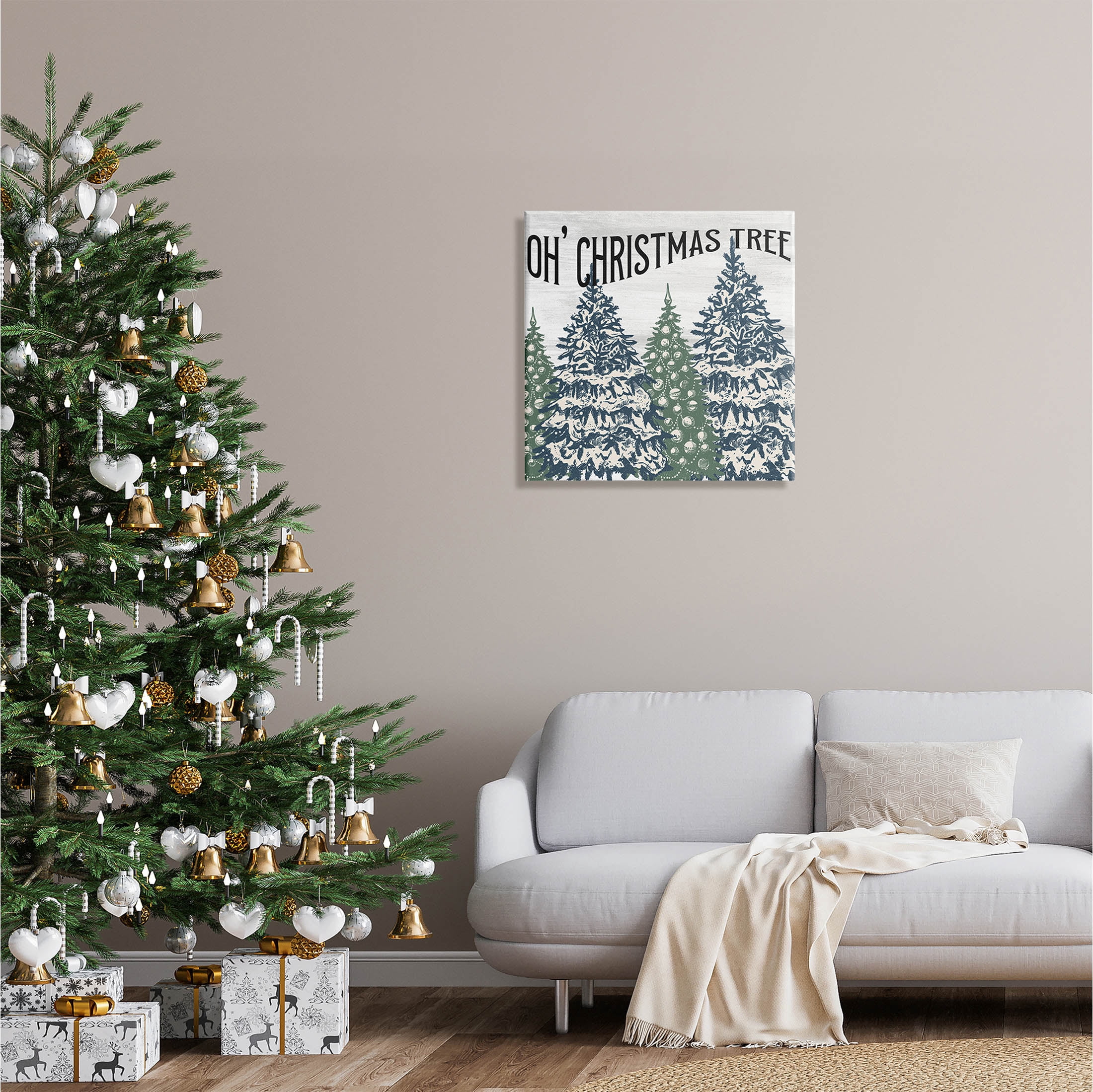 Stupell Industries Oh Christmas Tree Vintage Graphic Art Gallery Wrapped Canvas Print Wall Art, Design by Kim Allen