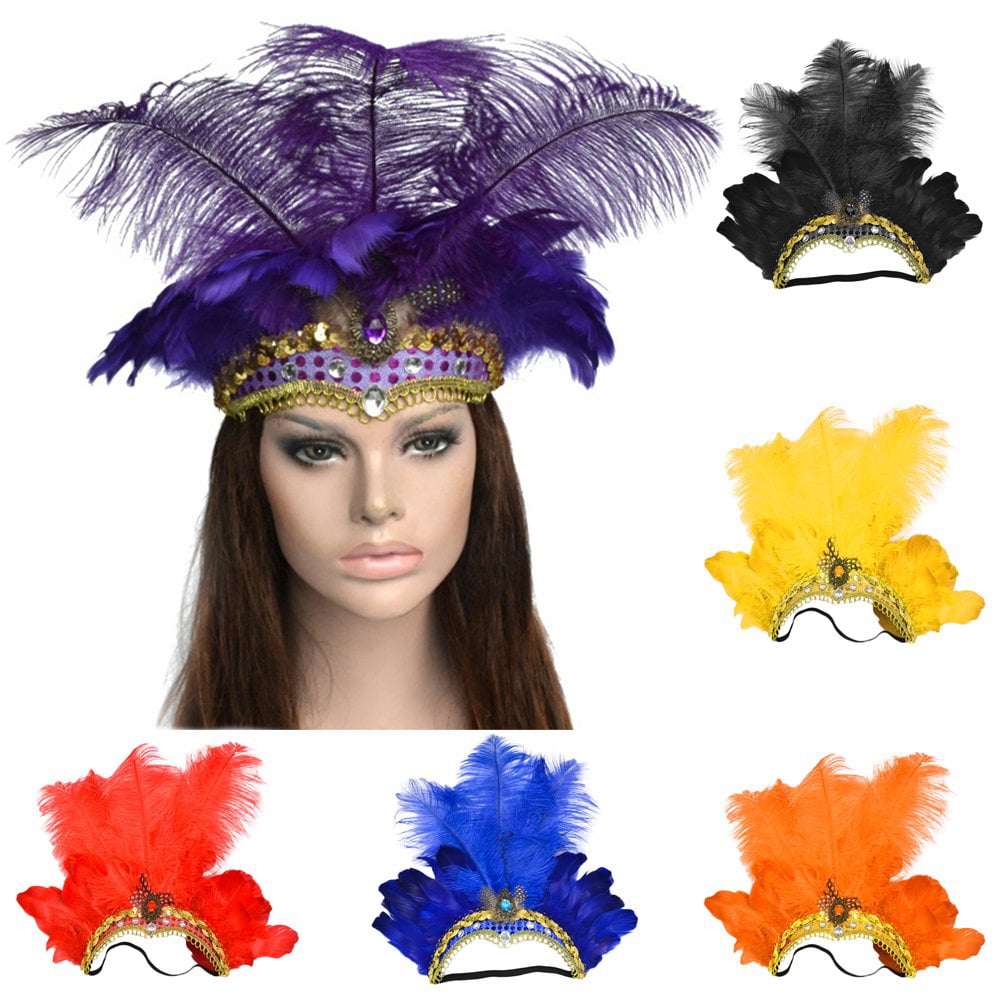 Famvos Carnival Feather Headpiece Showgirl Headband 