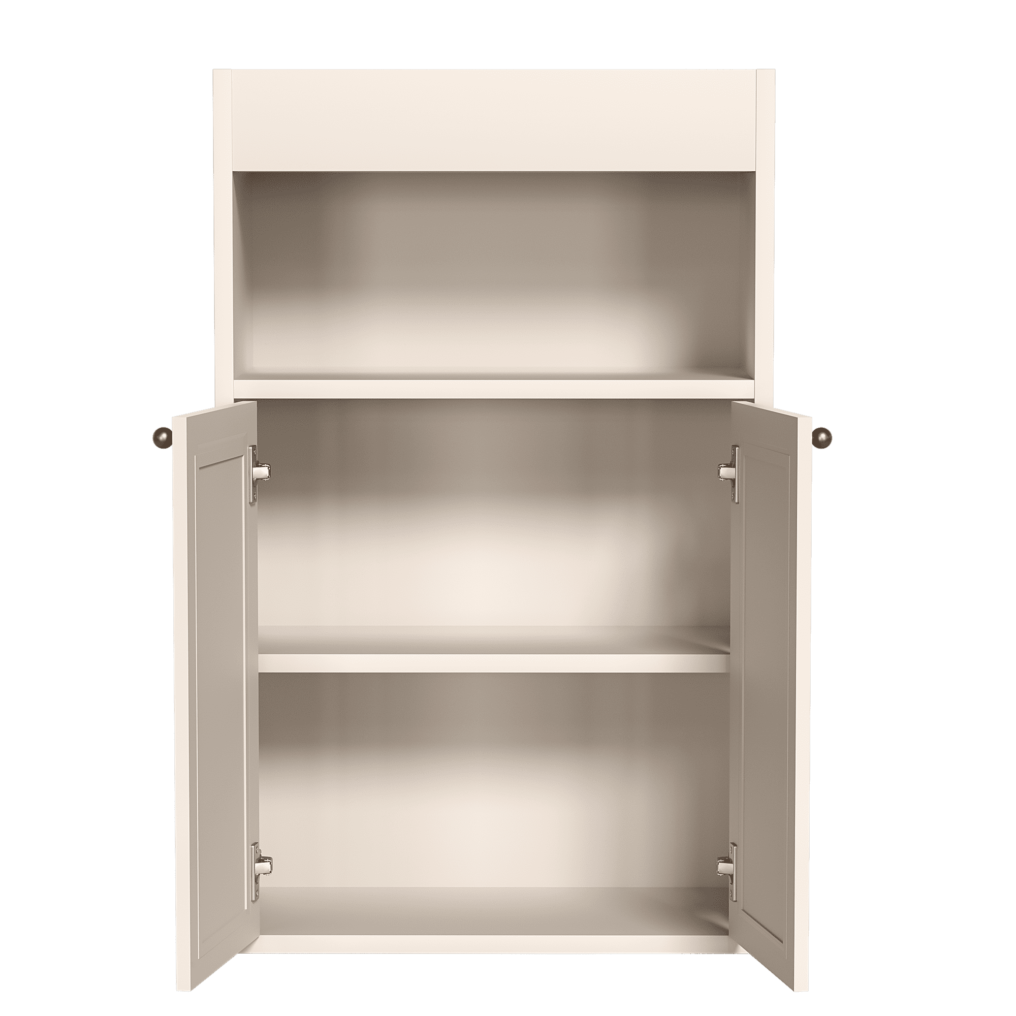 Mintazer Bathroom Floor Storage Cabinet, Freestanding Stroage Shelf Organizer with 2 Rattan Doors, Adjustable Shelf & Open Storage, White