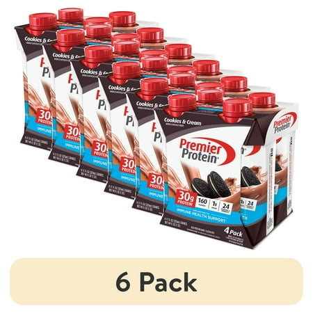 (6 pack) Premier Protein Shake, Cookies & Cream, 30g Protein, 4 Ct