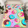 thumbnail image 2 of jejeloiu 3D Cartoon Donut Twin Sheet Sets,Colorful Sweet Dessert Twin Fitted Sheet,Rainbow Geometric Stripe Flat Sheet For Girls Teens,Super Cozy Room Decor,3 Pieces, 2 of 7
