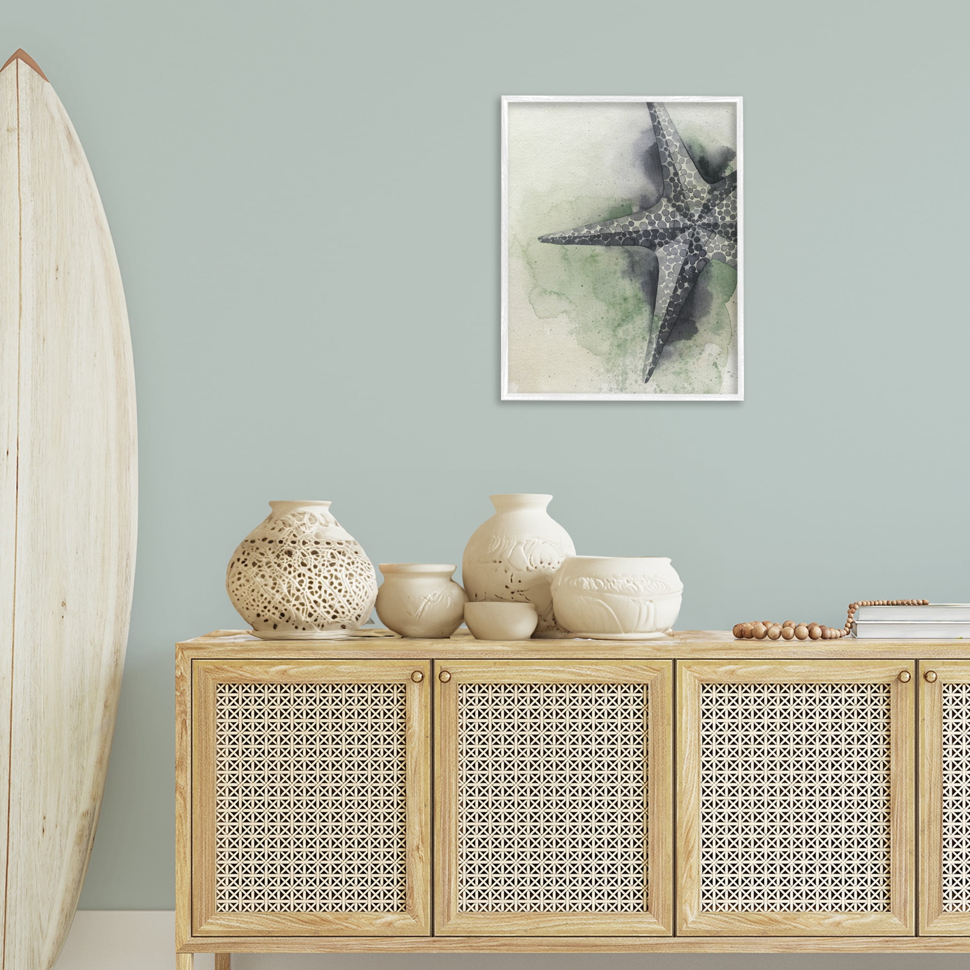 Stupell Industries Spotted Grey Starfish Animals & Insects Painting White Framed Art Print Wall Art, 24 x 30