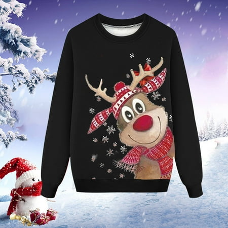 

Cathalem Family Pajamas Short Sleeve Women Mom Christmas Sweater Tops Family Set Christmas O Neck Pajama for Christmas Family Suit Black Large
