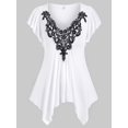 thumbnail image 1 of Plus Ver en contraste aleteo pañuelo de encaje de manga Hem camiseta Rosegal Camisetas tallas grandes, 1 of 5