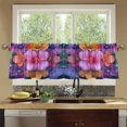 thumbnail image 4 of Yayeee Kitchen Curtains Tier Set of 2 Light Filtering 57"x24" Over Sink Window Panels, Large Purple Flowers, 4 of 7
