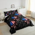 thumbnail image 3 of jejeloiu Spooky Gothic Skull Queen Comforter Set,Retro Damask Flowers Bedding Sets,American Flag Print Bedding Comforter Set For Men Women,Microfiber Bedroom Decor Reversible,3pcs, 3 of 8