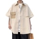 thumbnail image 1 of Camisa con frente abierto para hombre, camisa holgada ajustada con bolsillo con solapa frontal y bloque de Color de un solo pecho para verano, 1 of 8