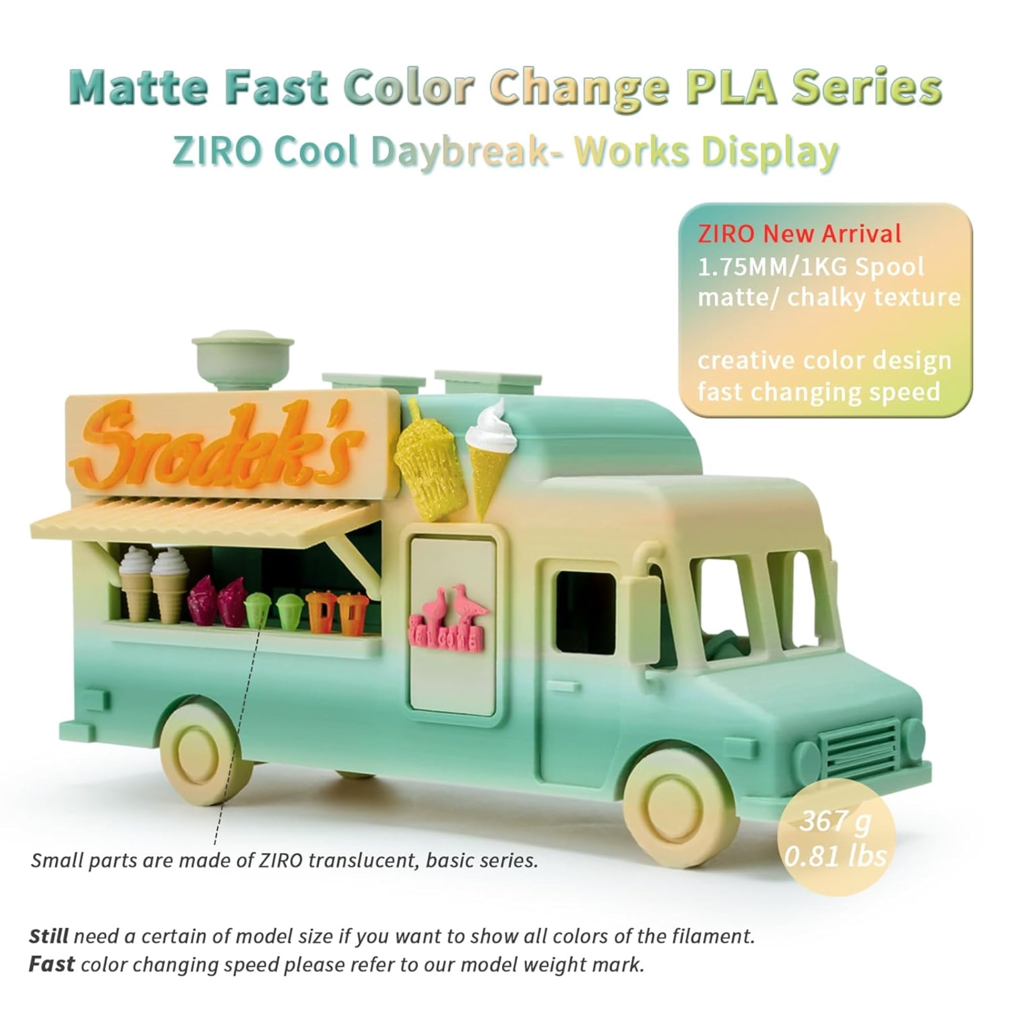 Ziro 3D Gradient Matte PLA 1.75mm 1kg, Cool daybreak