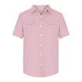thumbnail image 5 of USNSM (M-5XL) Men's Plus Size Cotton Linen Short Sleeve Shirts Casual Lightweight Button Down Shirts Tops with Pocket Pink XL, 5 of 7