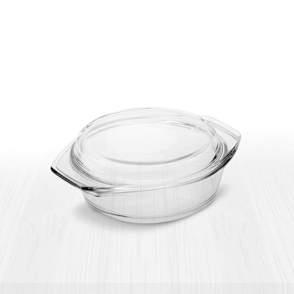 Simax Clear Round Glass Casserole With Lid, Heat, Cold and Shock