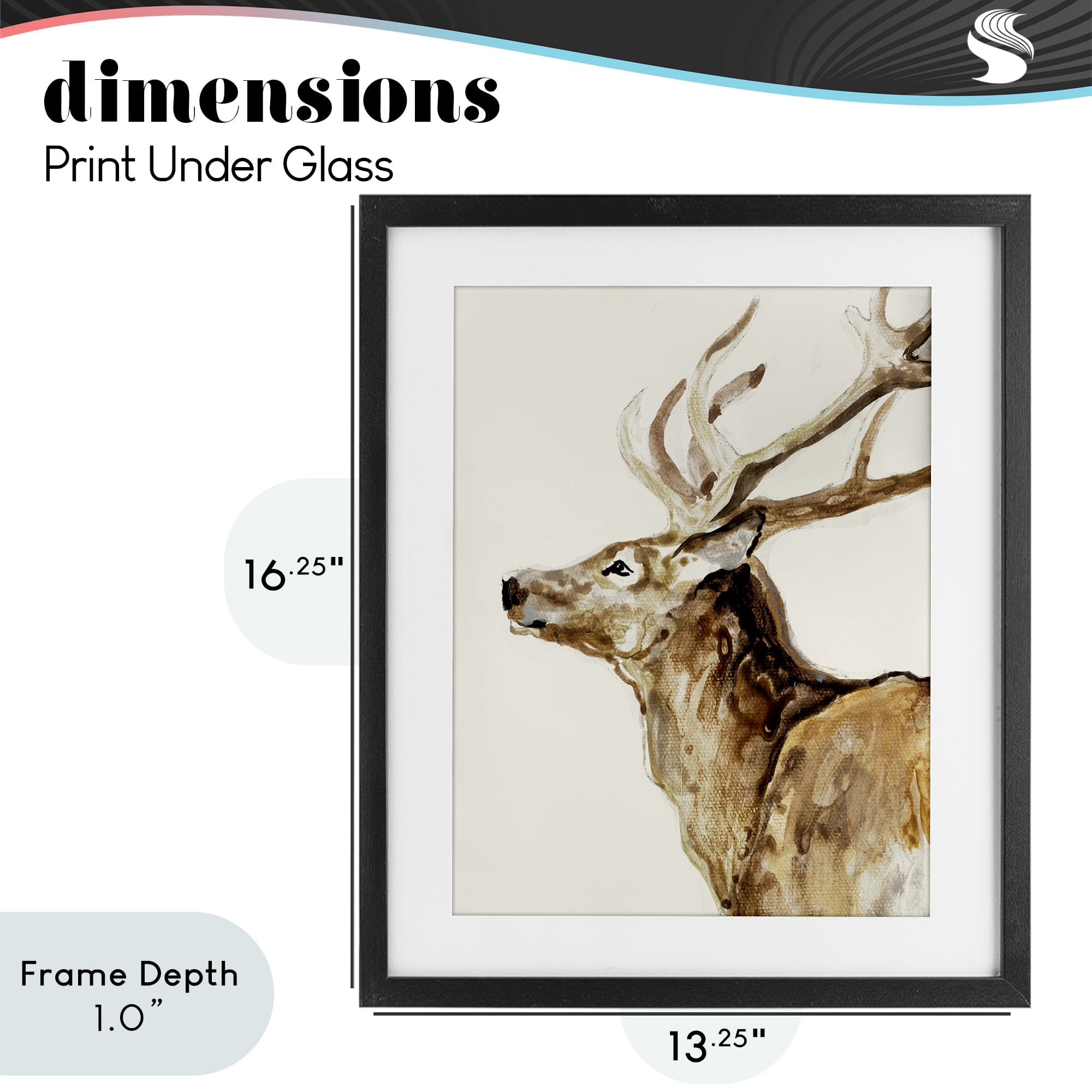 Stupell Industries Deer Portrait Profile View Black Framed Print Under Glass, design by Lorenzo Collective