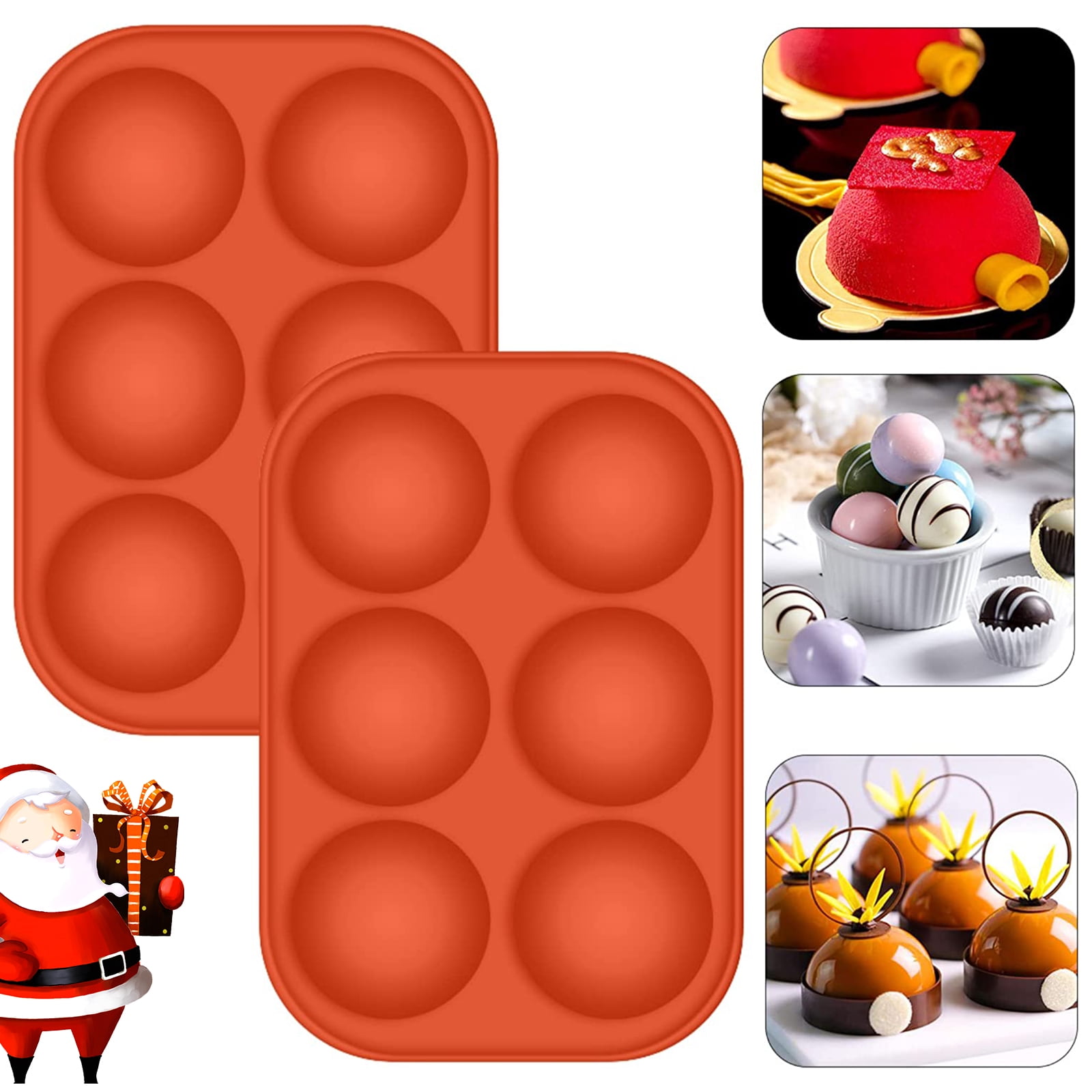 Homchum 2 Pcs Silicone Molds, 6 Holes Semi Sphere Chocolate Molds, BPA