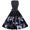 thumbnail image 3 of Women's Retro 50's 60's Style Dress Audrey Hepburn Vintage Tea Cocktail Dresses Puffy Swing Prom Party Dress With Belt, 3 of 4