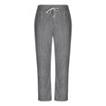 thumbnail image 5 of YUGYXL Men's Linen Pants Plus Size Wide Leg Long Pants Drawstring Summer Outdoor Vacation Beach Trousers Open Bottom Pants Gray S, 5 of 6