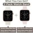 thumbnail image 2 of 2 Pack Slim Leather Watch Bands Compatible with Apple Watch Band 38mm 40mm 41mm 42mm 44mm 45mm 49mm,Top Grain Leather Band Slim&Thin Replacement Wristband for Iwatch Ultra Series 8 7 6 5 4 3 2 1 Se, 2 of 7