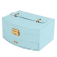 thumbnail image 3 of Teqhome Jewelry Organizer Box for Women Girl Wife 2-Layer PU Leather Travel Jewelry Storage Case with for Earrings Bracelets Rings Necklaces (Mint Green), 3 of 12