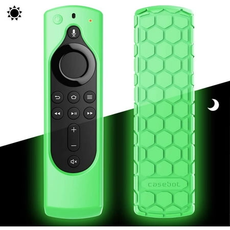 CaseBot Anti-Slip Remote Case Silicone Cover for Fire TV Stick 4K Max / Fire TV Stick (2nd and Later) / Fire TV Stick Lite / Fire TV Cube / Alexa Voice Remote (2nd Gen and 3rd Gen), Green-Glow