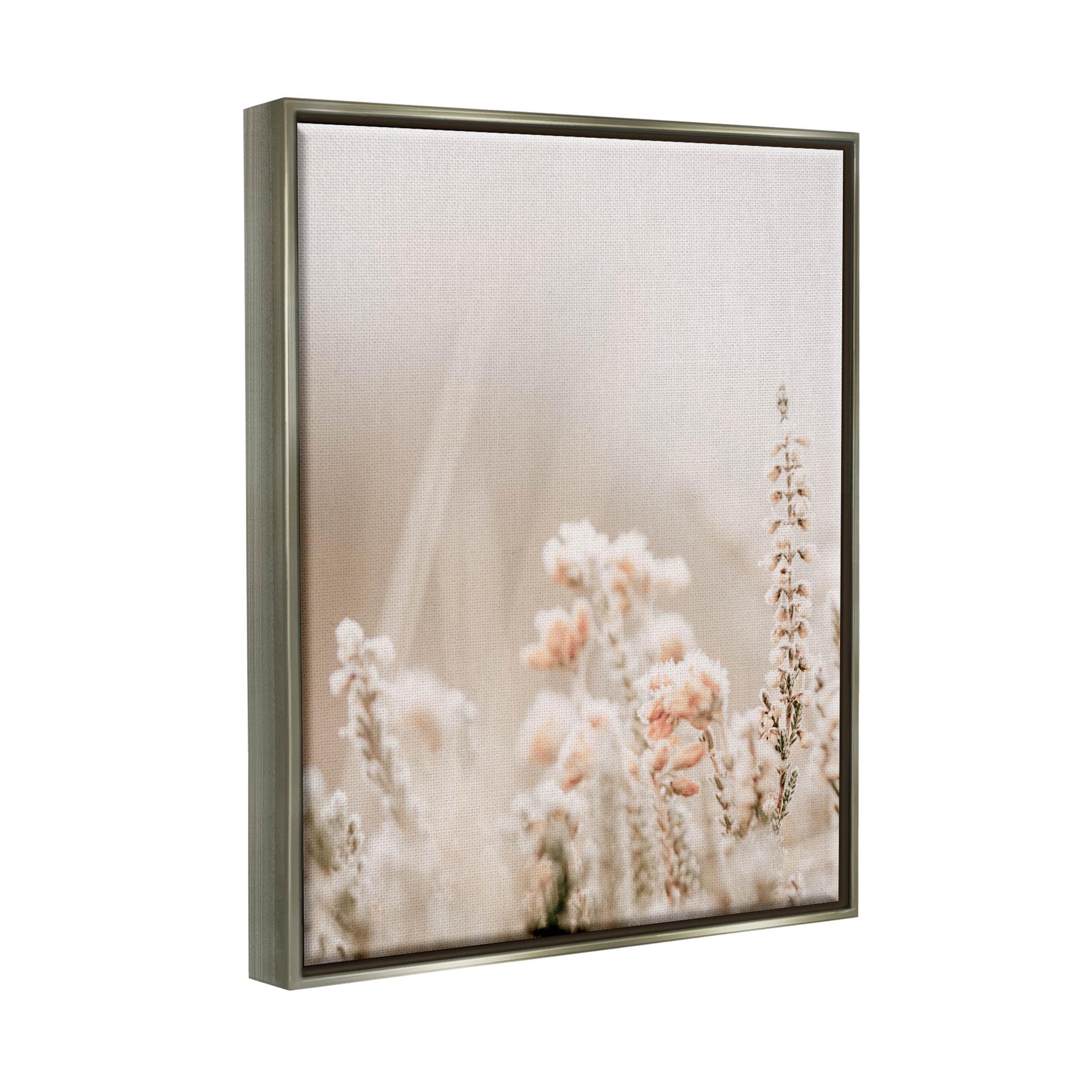 Stupell Industries Delicate Wildflower Blossoms Photograph Luster Gray Floating Framed Canvas Print Wall Art, Design by Leah Straatsma