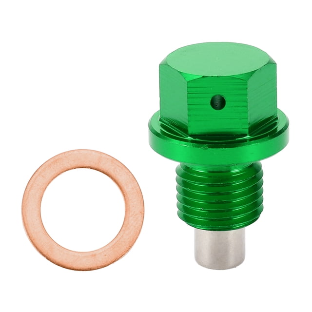 Tornillo de drenaje de aceite universal Unique Bargains, tapón de drenaje de aceite, tuerca de drenaje de cárter, perno M12x1.5 de aleación de aluminio verde, 1 juego