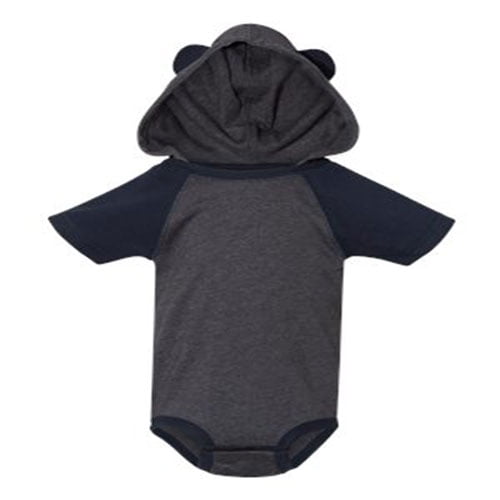 Rabbit Skins Infant Fine Jersey Short Sleeve Raglan Bodysuit with Hood & Ears