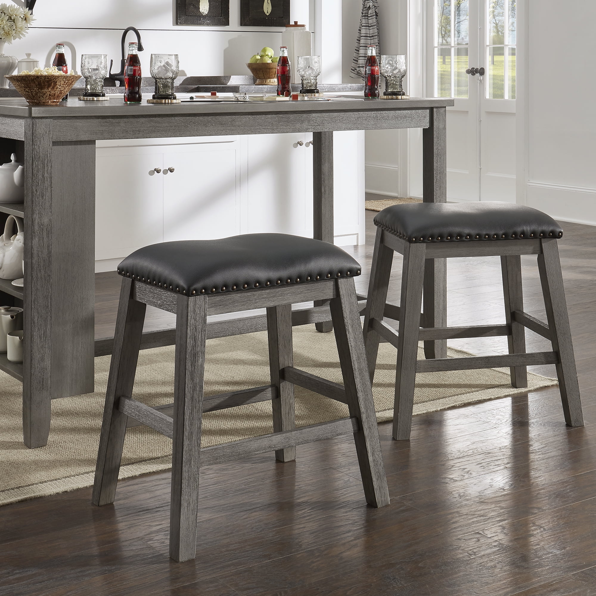 Weston Home Norton Counter Height Stool Set Of Two Grey