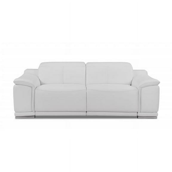 86 in. Genuine Leather Reclining Sofa, White