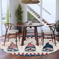 thumbnail image 4 of 4th of Washable Round Area Rug 6 ft, July Gnome Red and Blue Patriotic, Soft Non Slip Rugs Stain Repellent Indoor Felt Carpet for Living Dining Room Bedroom Home Office, 4 of 9