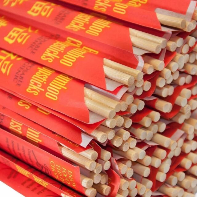 Premium Disposable Bamboo Chopsticks 9" Sleeved and Separated UV
