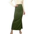 thumbnail image 4 of Zedker Women's High-Waist Solid Color Maxi Skirts with Ruffle Hem and Bodycon Fits – Elegant Office Wear,Army Green,L, 4 of 6