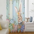 thumbnail image 5 of Easter Sheer Curtains 45 Inches Long, Spring Bunny Colorful Floral Eggs Wooden Plank Light Filering Curtains, Breathable Simi Curtain Privacy Drapes for Kitchen Bathroom Small Window Treatment, 5 of 9