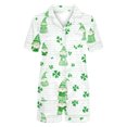 thumbnail image 5 of YWDJ Women's Summer Pajamas Sets Short St Patricks Day Green Lightweight Clover Short Sleeve Button Down Shirts 2 Piece Shorts Loungewear S, 5 of 6