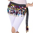 thumbnail image 2 of Falda con Monedas de Oro TUNC para Danza del Vientre Gasa Color Negro, 2 of 5