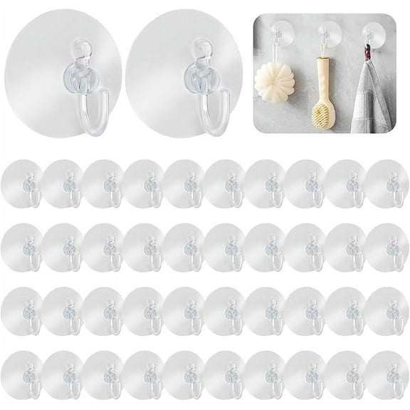 Oraceous 40PCS Small Suction Cup Hooks Removable Suction Hooks Transparent Wall Hooks for Hanging Removable Reusable Bathroom Suction Hooks