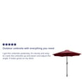 thumbnail image 5 of Flash Furniture Kona Red 9 FT Round Umbrella with 1.5" Diameter Aluminum Pole with Crank and Tilt Function, 5 of 11