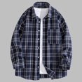 thumbnail image 2 of Mens Graphic T-Shirts Lapel Button Long Sleeve Plaid Loose Casual Shirt Tops, 2 of 8