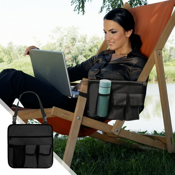 GFHFHITJ Beach Chair Hanging Storage Pouch Snack Bag,Outdoor Folding Camping Chair Caddy Seat Organizer with Many Pockets,Chair Side Organizer Storage Bag Armrest Pouch with Cup Holders