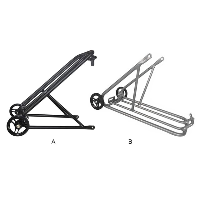 PODAY Foldable Bicycles Aluminum Alloy Rear Shelf Bikes Back Racks with Wheels Riding Luggage Accessory Replacement for Brompton Type 2