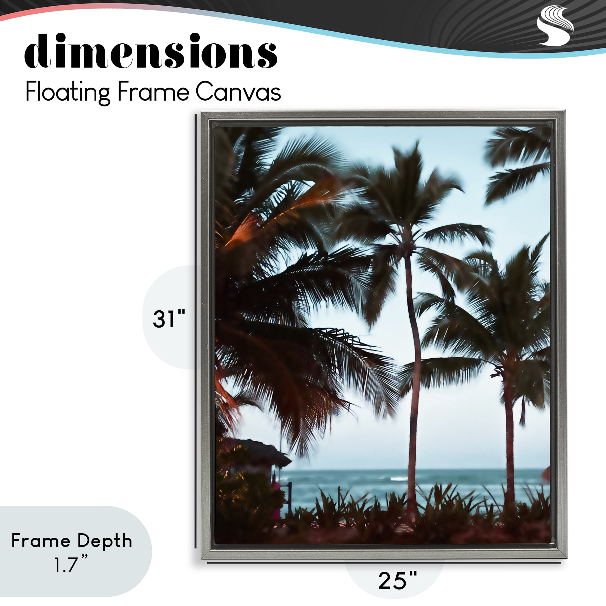 Stupell Industries Shady Palms Beachfront Gray Framed Floater Canvas Wall Art, design by Noah Bay