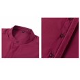 thumbnail image 4 of Men's Banded Collar Dress Shirts Long Sleeve Button Down Shirt Casual Solid Formal Regular Fit Blouse Business Work Tee, 4 of 5