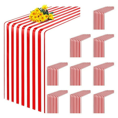 

10 Pack Table Runner Polyester Table Decor Classic Red and White Striped Table Runner Modern Elegant Design