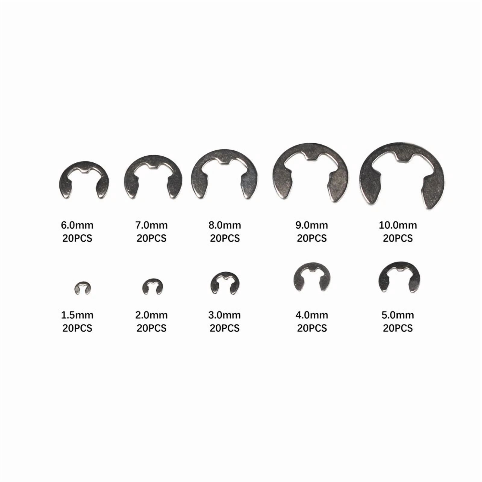 CIRCLE- 200Pcs Stainless Steel E Clips C Circlip Retaining Ring Kit 1.5 - 10Mm Assorted